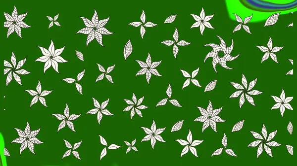 Raster düz çiçek çizim deseni. Yeşil renkli çiçekler. Tasarım hediye paketi, tebrik kartları, posterler ve afiş tasarımı.