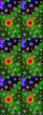 Küçük çiçekte hoş bir çiçek deseni var. Parlak çiçekli yeşil renkler üzerine soyut çizim deseni. Çiçek elementli zarif raster dokusu..