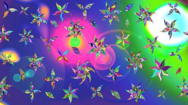 Nazikçe, güzel çiçek arkaplanı. Çiçekli karalama şeklinde Raster çiçek deseni. Mavi renkte çiçekler.