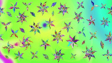 El çizimi çiçek çizimi deseni (fayans). Şirin çiçekli, desenli, yeşil renkli bir eskiz deseni. Tekstil için suluboya çizim deseni.