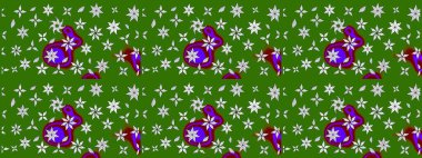 Yeşil çiçekli eskiz deseni, suluboya çiçek deseni, sevimli çiçek, duvar kağıdı, kart veya kumaş için fayanslı. Raster - stok.