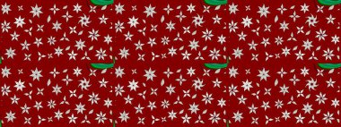 Raster illüstrasyonundaki çiçek desenli çizim. Kırmızı renkte çiçekler. Düz Çiçek Elementleri Tasarımı. Renkli Bahar Teması çizim şablonu.