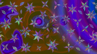 Düz Çiçek Elementleri Tasarımı. Renkli Yaz Temalı eskiz kalıbı. Çiçekli eskiz çizimi. Kahverengi renkte çiçekler.