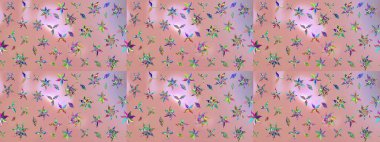 Çiçekli karalama şeklinde Raster çiçek deseni. Nazik, sevimli çiçek arkaplanı. Tarafsız renklerde çiçekler.