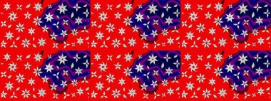 Çiçek desenli eskiz. Kırmızı renkte çiçekler. Renkli Bahar Teması eskiz kalıbı. Düz Çiçek Elementleri Tasarım Raster illüstrasyonu.