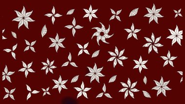 El çizimi çiçek unsurları olan soyut çizim raster deseni. Retro tekstil tasarım koleksiyonu. 1950-1960 motifleri. Kırmızının üstüne kırmızı. Çiçekli ipek eşarp..