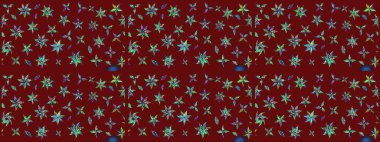 Hediye ambalaj kağıdı, tebrik kartları, posterler ve pankart tasarımı. Raster düz çiçek çizim deseni. Kırmızı renkte çiçekler.