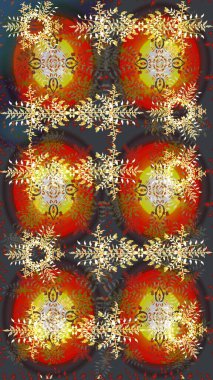 Güzel soyut kar tanesi raster tasarımı. Yeni yıl kar tanesi. Düz kar karalama ikonları, kar taneleri silueti kahverengi, gri ve kırmızı renkler Noel afişi için, kartlar.