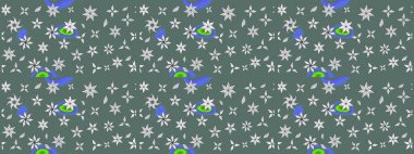 Ağaç dallı bahar çiçekleriyle desen, çiçek siluetiyle nötr renkler. Raster deseni.