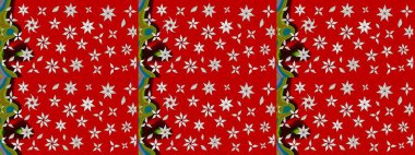 Raster deseni. Küçük çiçekteki sevimli çiçek deseni. Raster illüstrasyonu. Kibarca, yaz çiçekleri kırmızı renklerde.