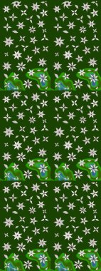 Çiçek desenli çizim. Raster illüstrasyonu. Asya tekstil tarzında. Renkli Bahar Teması eskiz kalıbı. Güzel kumaş deseni. Düz Çiçek Elementleri Tasarımı.