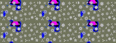 Parlak renkli çiçekli ve yeşil yapraklı harika bir çiçek deseni. Moda baskıları için zarif bir şablon. Modern çiçek arkaplanı. Halk stili.