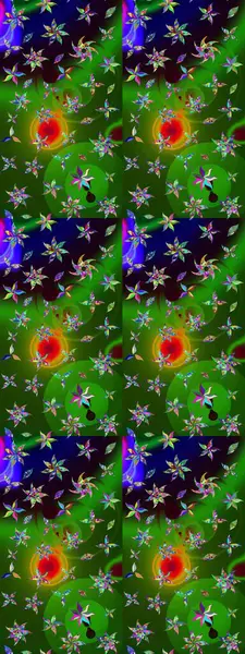 Küçük çiçekte hoş bir çiçek deseni var. Parlak çiçekli yeşil renkler üzerine soyut çizim deseni. Çiçek elementli zarif raster dokusu..