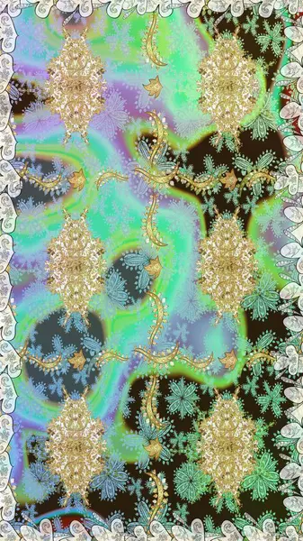 Raster geleneksel altın pürüzsüz deseni nötr renklerde. Barok tarzında kusursuz bir doğulu süsü..