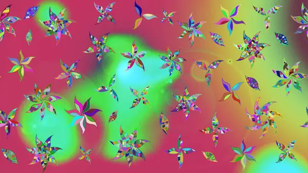 Yeşil renklerde. Raster illüstrasyonundaki çiçek desenli çizim. Güzel kumaş deseni. Raster illüstrasyonu.