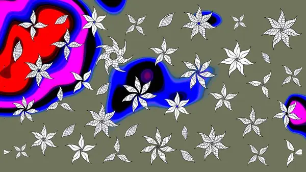 Yeşil renkli etnik çiçeklerle süslenmiş zarif bir eskiz şekli. Raster Çiçek İllüstrasyonu güzel tekstil..