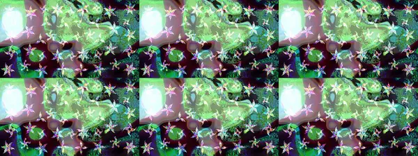 Yeşil renkli çiçekler. Bahar mevsimi. Tatil havası. Raster güzel bir çiçek deseni çizmiş. Nazik romantik baskı.