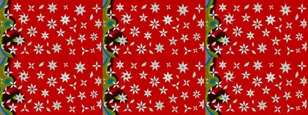 Raster deseni. Küçük çiçekteki sevimli çiçek deseni. Raster illüstrasyonu. Kibarca, yaz çiçekleri kırmızı renklerde.