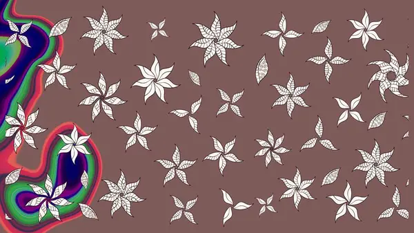 Suluboya, elle çizilmiş. Kahverengi yapraklı yabani çiçekler. Eskiz arkaplan modeli. Raster illüstrasyonu.