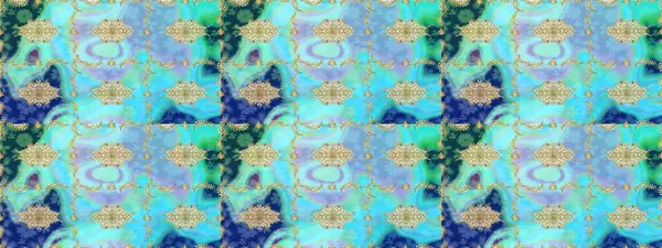 Geleneksel Arap dekoru mavi renklerde. Süslü dantel iz sürücü. Çiçek süslemeli Raster eskiz deseni. Duvar kâğıdı için altın süslü bir illüstrasyon. Doğu tarzında vintage tasarım ögesi.