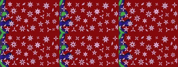 Çiçek ve yapraklı karalama şeklinde Raster çiçek deseni. Raster illüstrasyonu. Kibarca, bahar çiçekleri kırmızı renklerde.