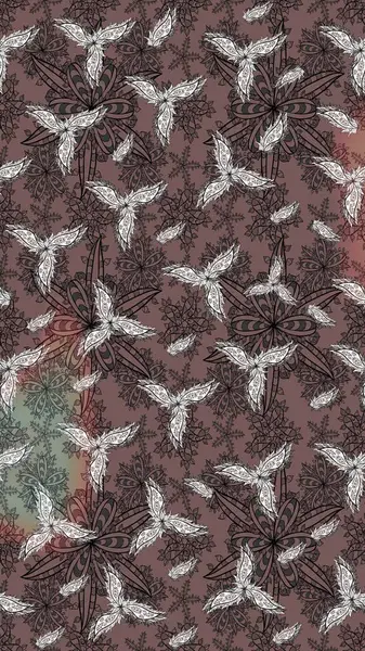 Çiçekli karalama şeklinde Raster çiçek deseni. Kahverengi renkli çiçekler. Nazik, narin çiçek arkaplanı.