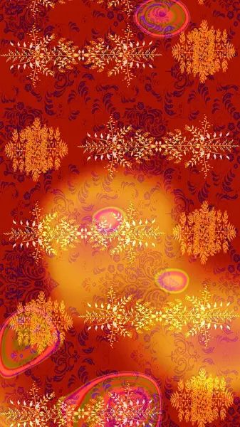 Kırmızı, turuncu ve sarı renkte çiçekler. Raster illüstrasyonunda çiçek deseni çizimi.