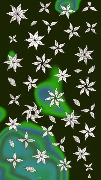 Düz Çiçek Elementleri Tasarım Raster illüstrasyonu. Gri renkli çiçekler. Renkli bahar temalı eskiz kalıbı. Çiçekli çiçek deseni, suluboya..