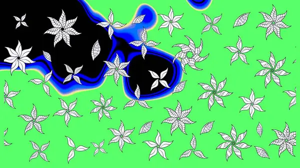 El çizimi, soyut ve süslü elementler. Yaz çiçekleri teması. Yeşil renkler. Suluboya resim taklit Raster çizimi. Klasik çiçekler..