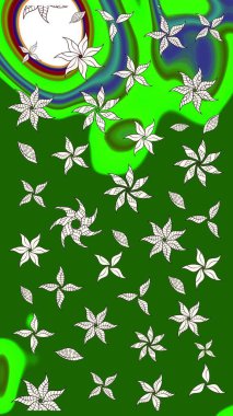 Çiçek ve yapraklı çiçek deseni. Raster illüstrasyonu. Küçük çiçekli şirin desen.