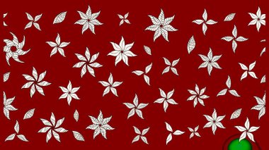 Düz Çiçek Elementleri Tasarımı. Kırmızı renkte çiçekler. Raster illüstrasyonundaki çiçek desenli çizim. Renkli Bahar Teması çizim şablonu.