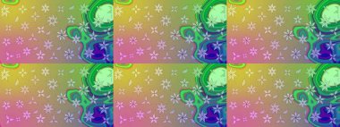 Renkli süs kenarı. Tarafsız renklerde. Çiçek duvar kağıdı. Hint süsü. Raster illüstrasyonu. Çizim deseni.