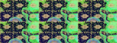 Arkaplan, kumaş, altın duvar kağıdı. Düz elle çizilmiş klasik koleksiyon. Raster Golden eskiz kalıbı. Altın elementlerle yeşil renklerde altın desen.