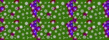 Güzel kumaş deseni. Çiçek desenli çizim. Asya tekstil tarzında. Renkli Bahar Teması eskiz kalıbı. Raster illüstrasyonu. Düz Çiçek Elementleri Tasarımı.