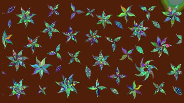 Suluboya çizimi. Çiçekli eskiz deseni. Kahverengi renkli çiçekler. El çizimi.