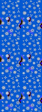 Kumaş desenli papatya çiçeği detayı. Mavi renkte çiçekler.