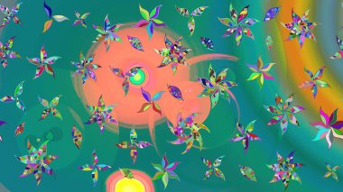 Çiçekli karalama şeklinde Raster çiçek deseni. Nazik, sevimli çiçek arkaplanı. Mavi renkte çiçekler.