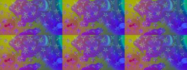 Küçük çiçekteki sevimli çiçek deseni. Varicoloet raster çizimi. Birçok menekşe soyut çiçekli tropikal çizim deseni.