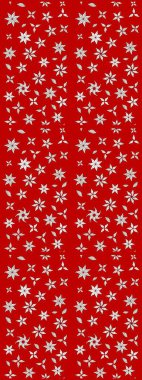 Kırmızı renkte çiçekler. Kumaş desenli papatya çiçekleri ayrıntıları.