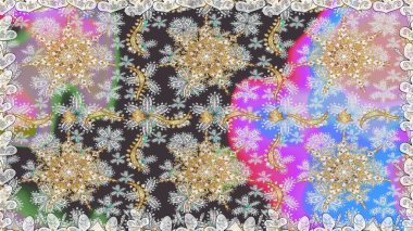 Barok tarzında kusursuz bir doğulu süsü. Gri renkli ve altın elementli geleneksel klasik altın sarısı desen.