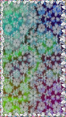 Çiçek ve yapraklı karalama şeklinde Raster çiçek deseni. Gri renklerde bahar çiçekleri. Raster illüstrasyonu.