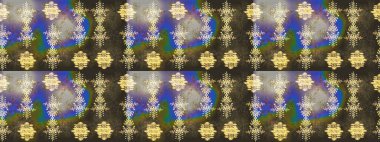 Raster Floral Illustration, Asyalı tekstil. Gri, kahverengi ve yeşil renkli etnik çiçeklerle zarif bir eskiz deseni..