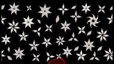 Siyah renkler üzerine çiçek desenli eskiz, el yapımı papatyalar, papatyalar. Tekrarlayan çiçek arkaplanı, zarif siyah çiçekler duvar kağıdı..