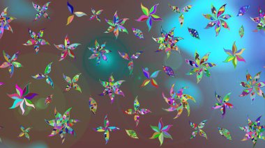 Güzel çiçek deseni. Renkli Bahar Teması eskiz kalıbı. Düz Çiçek Elementleri Tasarımı. Kahverengi renkte çiçekler.