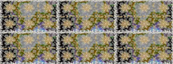 Raster geleneksel oryantasyon süsü. Gri renkli ve altın elementli altın desenli. Kusursuz klasik altın desen.