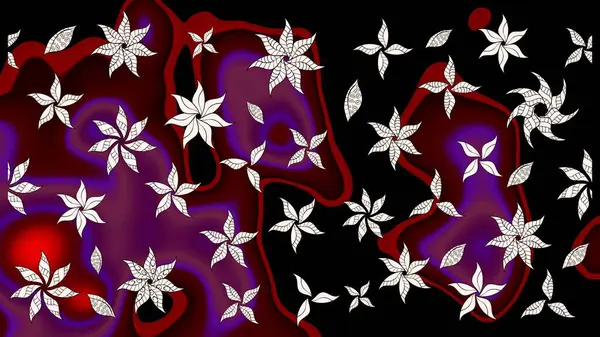 Suluboya çiçekli çiçek deseni. Raster illüstrasyonu. Siyah renkte güzel tekstil.