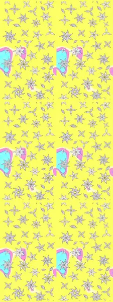 Klasik çiçek desenli. Paketleme, tekstil, duvar kâğıdı için çiçek eskizi. Yumuşak fayans. Raster 'ın taze dokusu. Yumuşak pamuk tasarımı.