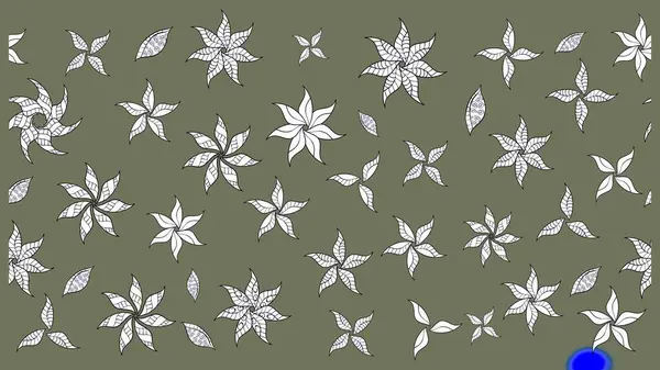 Sevimli çiçek raster deseni. Renkli Bahar Teması eskiz kalıbı. Düz Çiçek Elementleri Tasarımı. Yeşil renkte çiçekler.