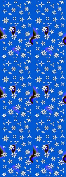 Kumaş desenli papatya çiçeği detayı. Mavi renkte çiçekler.