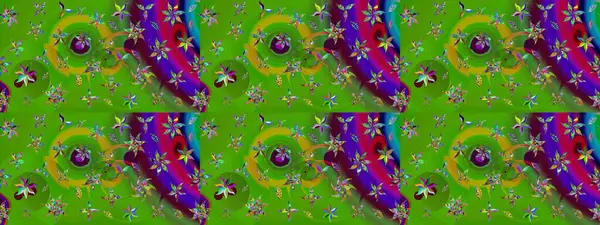 Yeşil renkli çiçekler. Renkli Bahar Teması eskiz kalıbı. Raster illüstrasyonundaki çiçek desenli çizim. Düz Çiçek Elementleri Tasarımı.